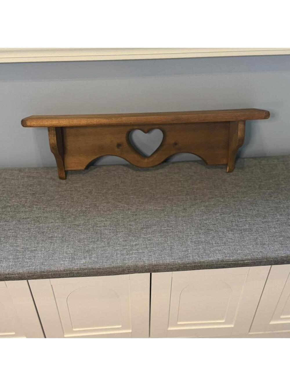 Vintage Heart Wooden Wall shelf with Medium Brown Stain